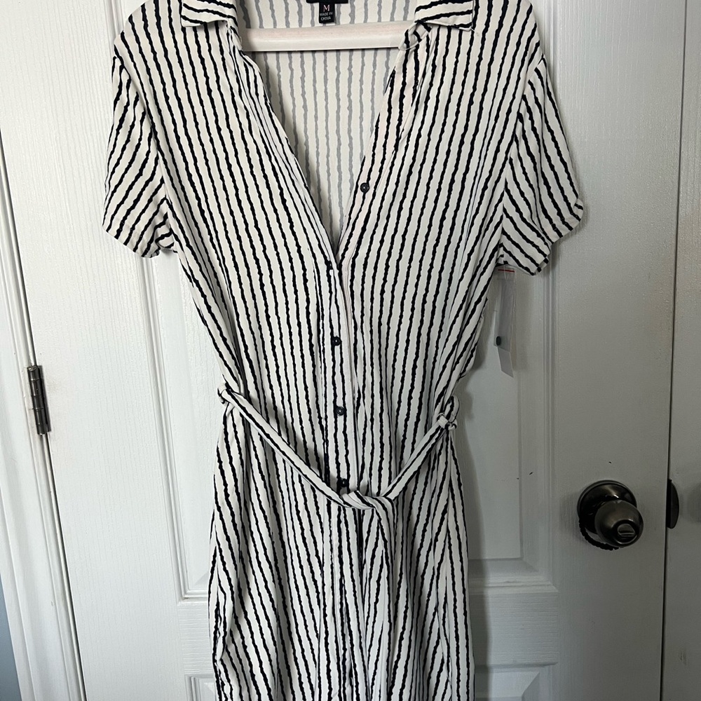 Justify Black and White Striped Midi Dress